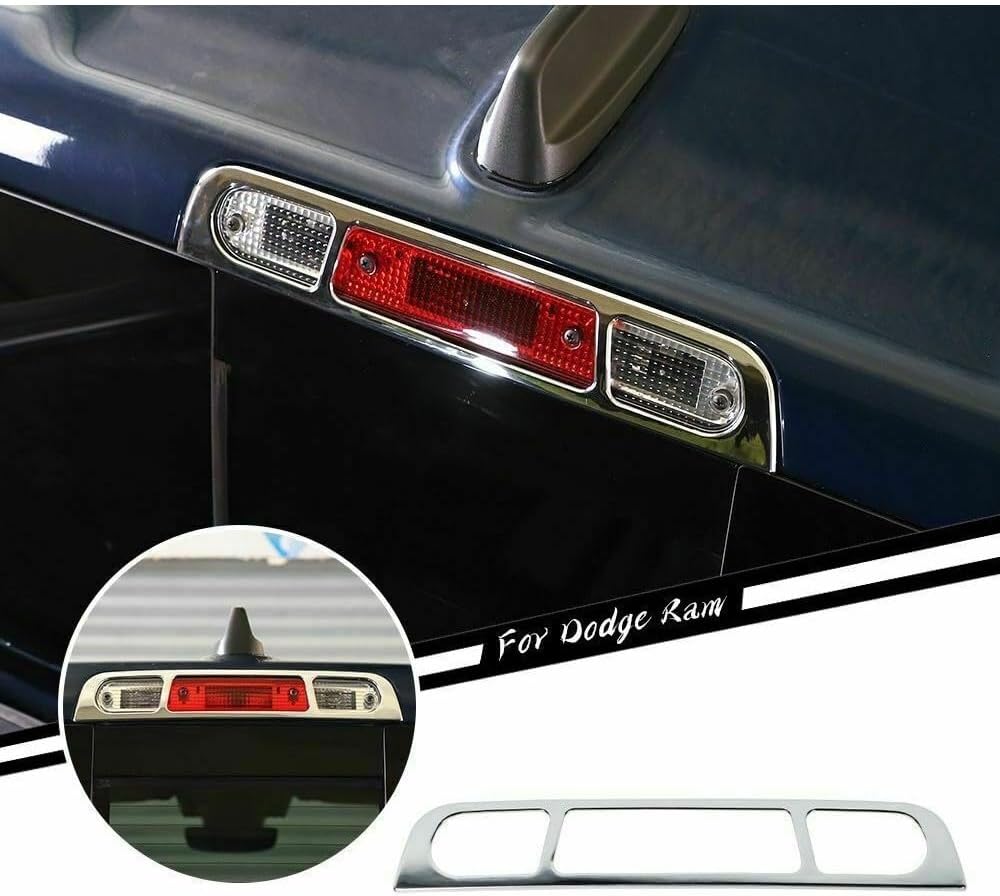 Exterior Third Brake Tail Light Lamp Cover Trim + Chrome for Ram 1500 2018-2020 ETBTLLCTFDR12C