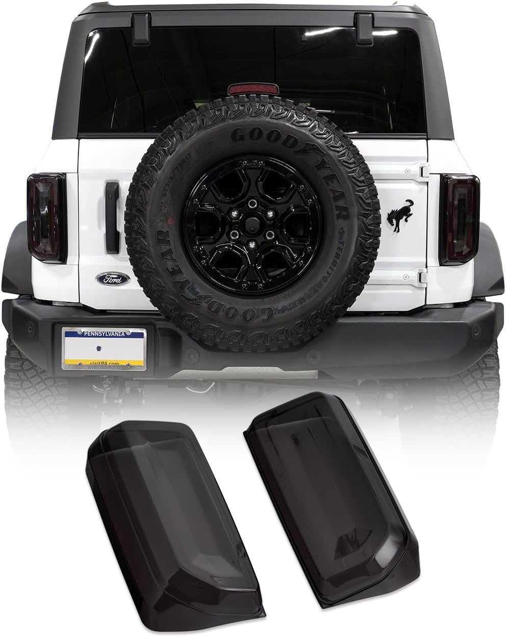 IAG I-Line Smoked LED Tail Light Covers for Ford Bronco 2021+ 2/4 Door (OEM Signature LED Taillights ONLY, Does not fit Base or Sport models)