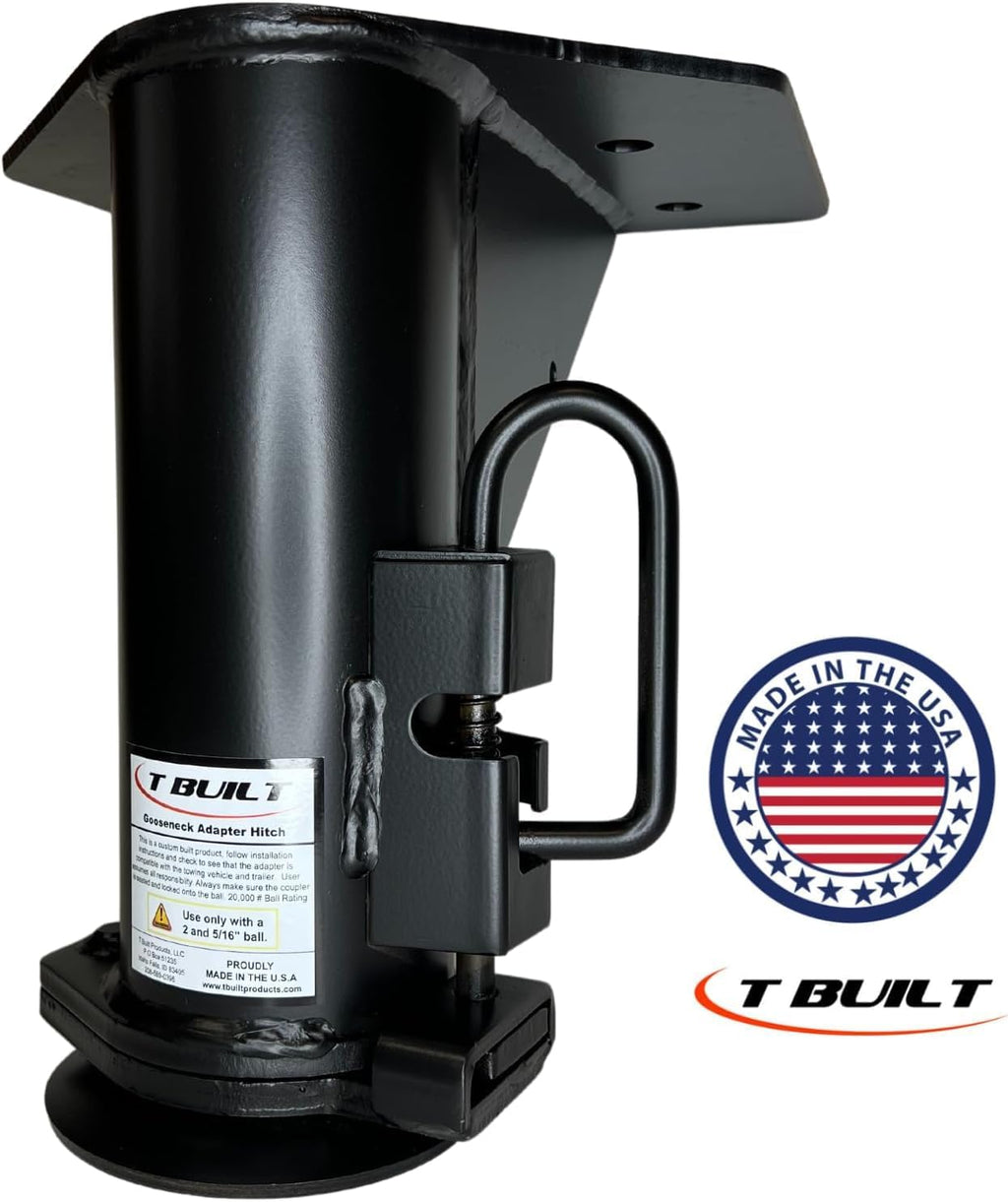 T Built 5th Wheel to Gooseneck Adapter 12" with 7 3/4" Forward Offset, Made in USA, Fifth Wheel to Gooseneck Adapter for RV Camper Trailer, 20.000 Pound Rating