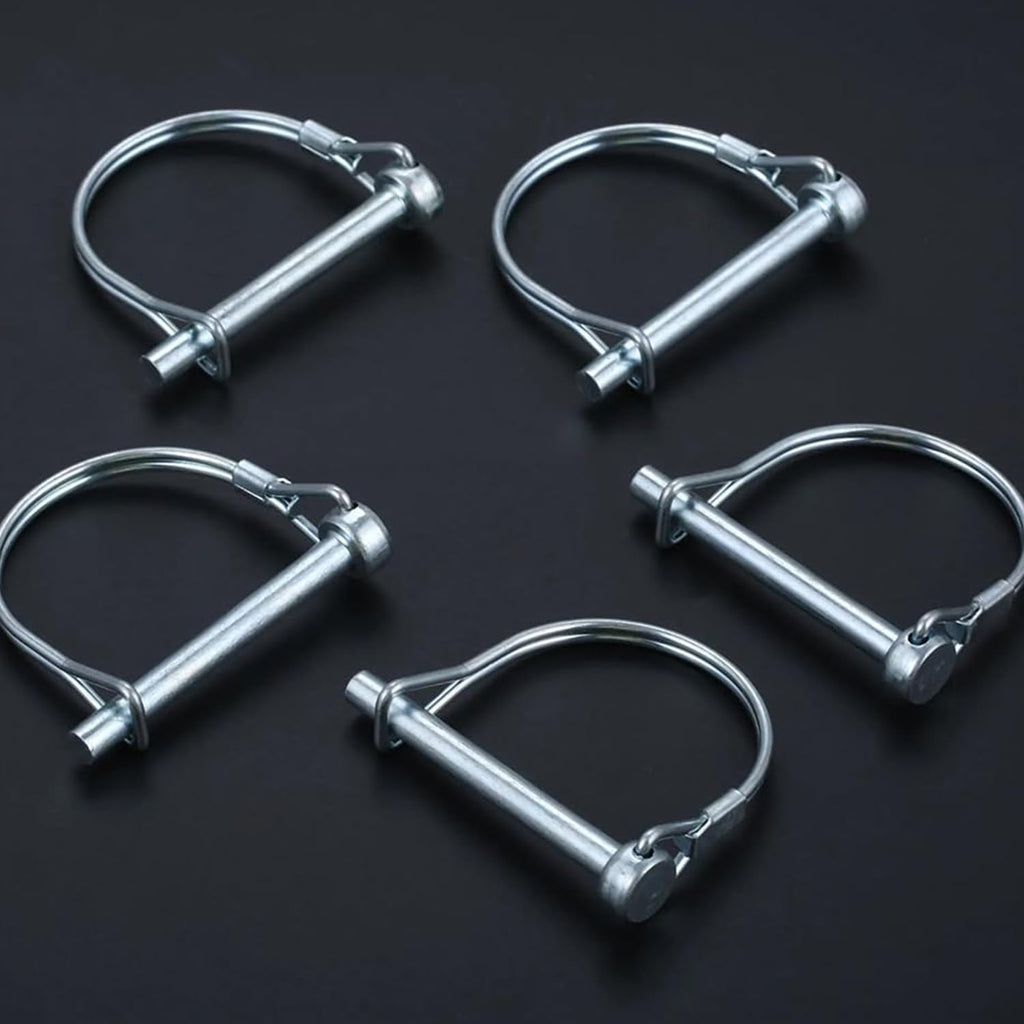 10 Pack 1/4x4 Inch Trailer Coupler Pin Set, Heavy Duty Locking Pin Secure Towing Pin Coupler Safety Pin Hitch Pin Wire Lock Pin for Trailers Lawn & Garden Equipment Farm Wagons (Silver)