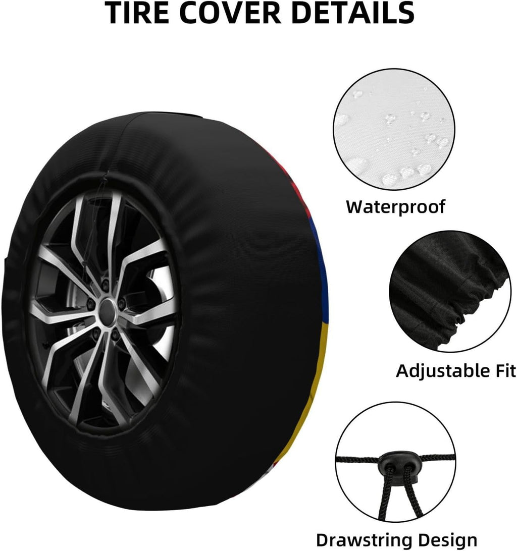 Colombia American Flag Spare Tire Cover Waterproof Sunproof Universal Fit for SUV Jeep Trailer RV Wheel Protectors Outdoor Accessories