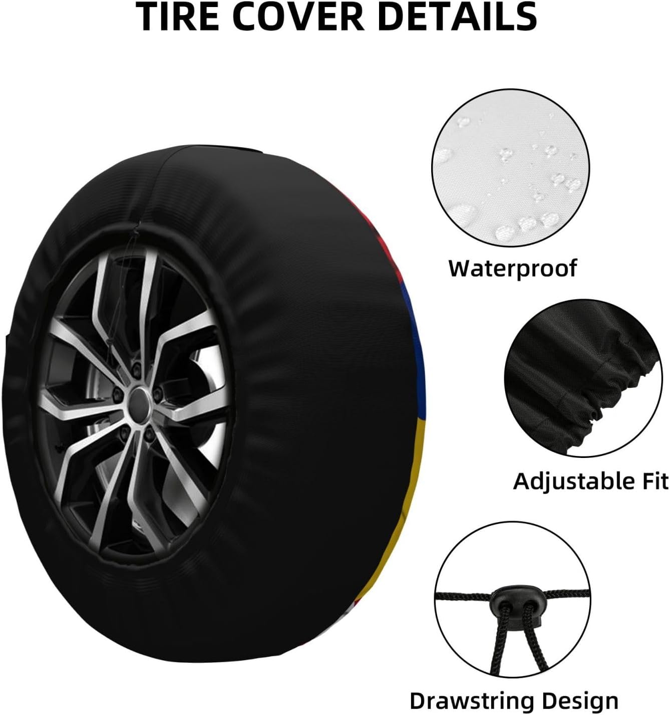 Colombia American Flag Spare Tire Cover Waterproof Sunproof Universal Fit for SUV Jeep Trailer RV Wheel Protectors Outdoor Accessories
