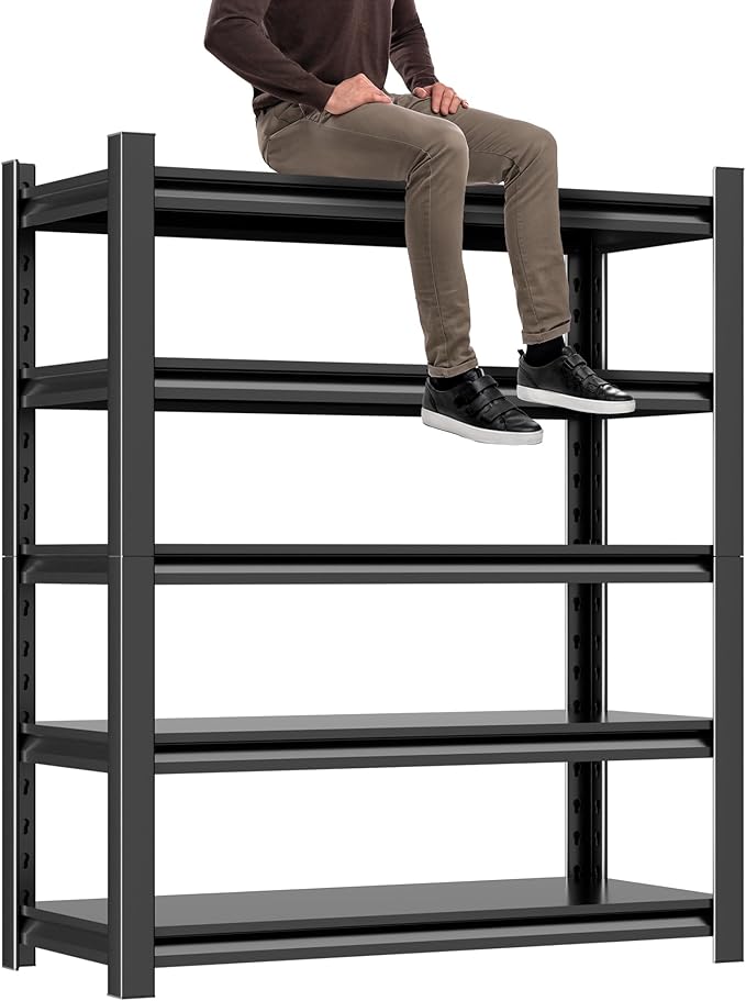 5-Tier Heavy Duty Metal Garage Shelving Unit, Industrial Style, Adjustable by Unknown