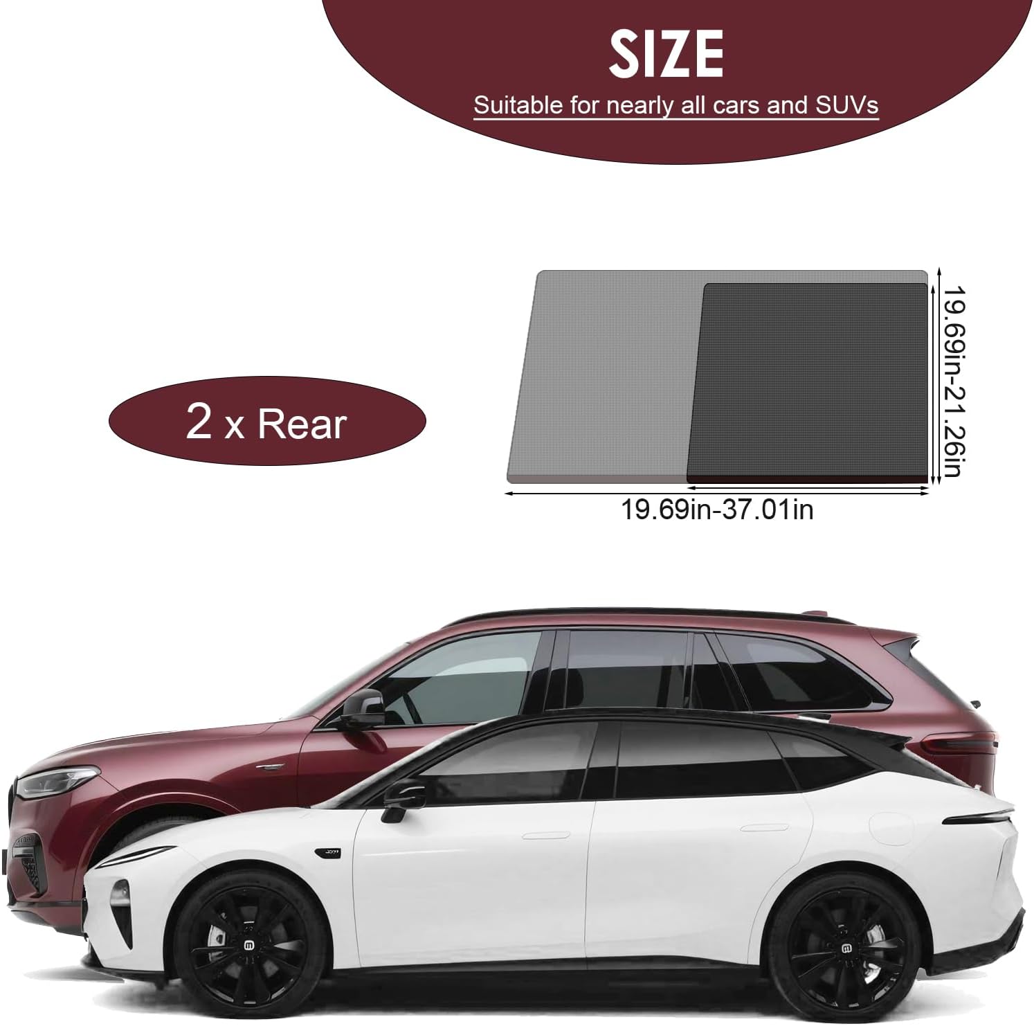 Car Window Screen for Cars and SUVs,2 Packs,Insect-Proof, Maintains Air Circulation, Sun Shading, Privacy Protection(2 Rear Windows)