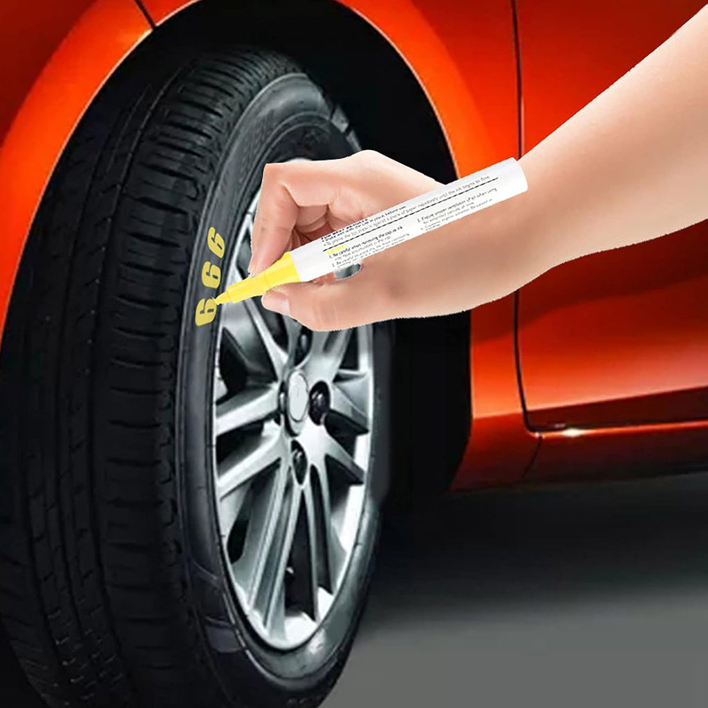 Professional Water Impervious Car Tire Paint Pen Mark Pens for Most Cars Truck SUV All Surfaces (Yellow)