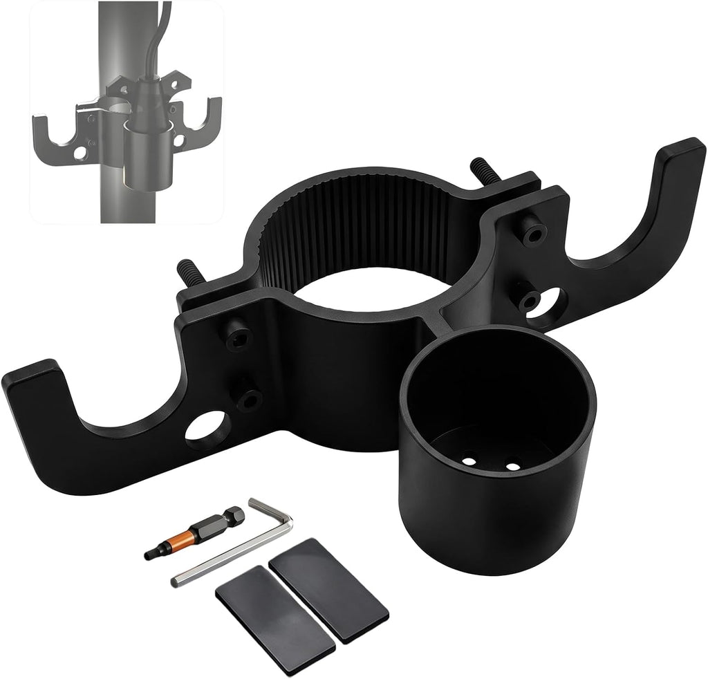 Aluminum Trailer Chain Holder with 7 Way Plug Holder Mount,Towing Chain Organizer for 2 in and 2.25 in Tongue Jack Tubes,RV Camper Travel Trailer Accessories
