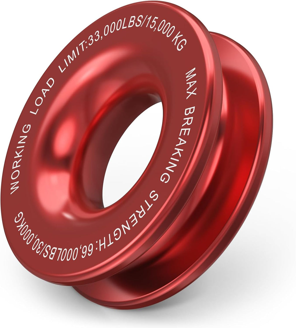 Bevinsee Winch Snatch Recovery Ring 66000lbs for Soft Shackle and Winch Rope Off-Road Compatible with ATV Trailer SUV UTV SXS 4x4 Truck Off-Road Vehicle Recovery, Red