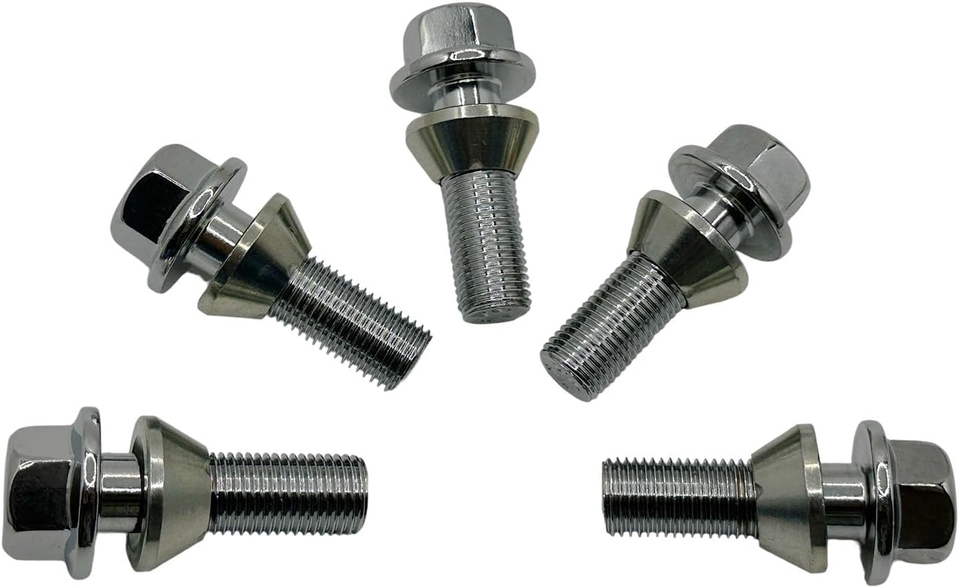 5Pcs M14x1.5 Wheel Lug Stud Bolts for Volvo XC60 V60 S80 31423735 | for Volvo XC70 S90 XC90 S60 XC40, Front Rear, Replace Wheel Tire Screws Steel Lug Nuts Hub