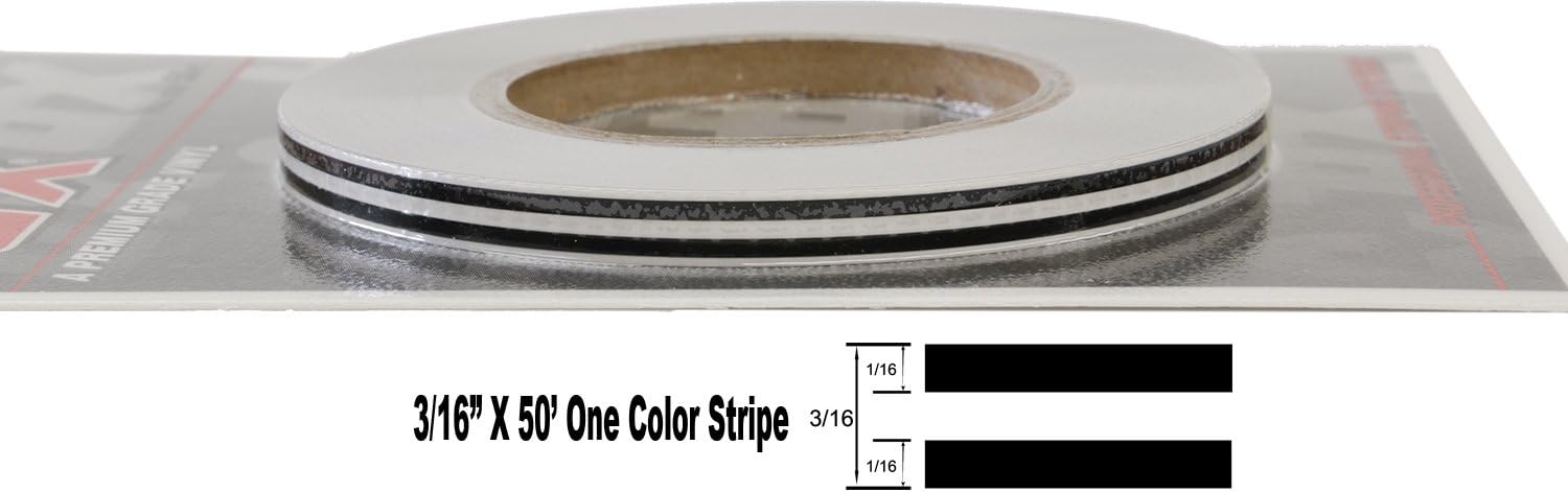 Universal TFX 00033061 - Auto Customizing Dual Pinstripe - 3/16" x 50' (1/16" Stripe, Gap, 1/16" Stripe) - 061-Black