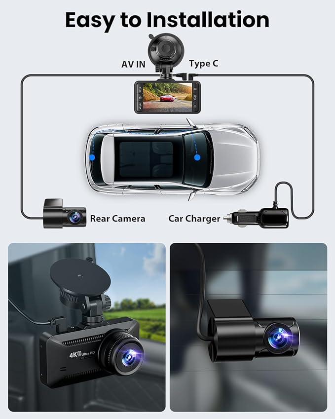 Dash Cam Front and Rear 4K/1080P, Dash Camera - Image 7