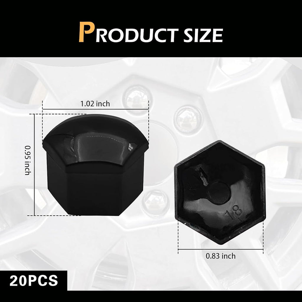 20 PCS Lug Nut Covers, 21mm Bolt Cover Caps with Removal Tool, Hexagonal Plastic Dustproof Wheel Nut Rim Cover, Universal for Most Cars Lug Nut Caps (Black #21mm)