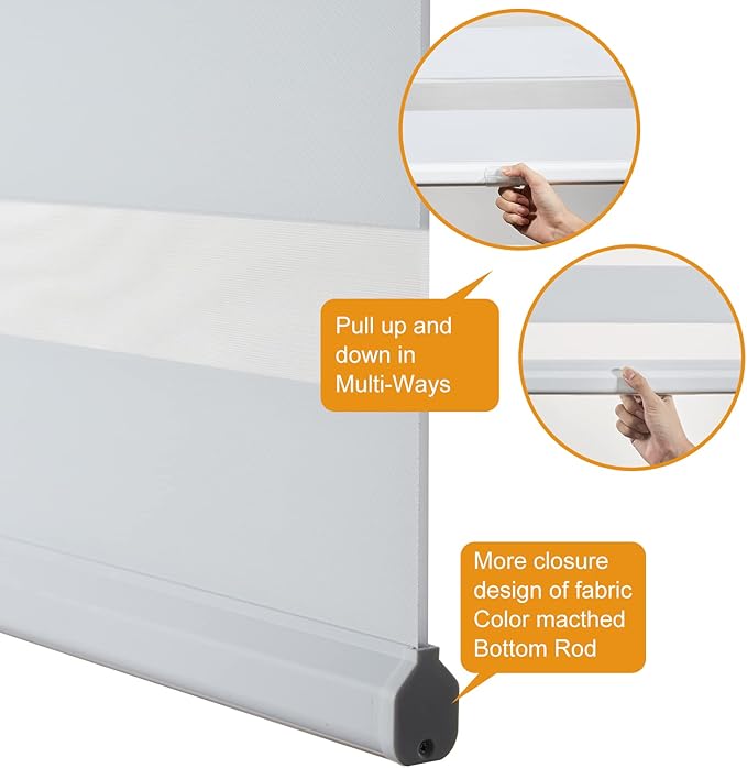 Persilux Cordless Zebra Roller Window Shades Free-Stop Roller Blinds Light - Image 3
