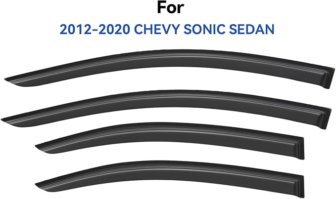 Window Visors Rain Guards for 2012-2020 Chevy Sonic Sedan, Out-Channel Window - Image 2