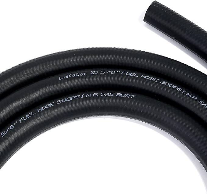 LokoCar Rubber Fuel Hose Line Push Lock 5/8" ID SAE 30R7 NBR 10ft 300PSI Black - Image 2