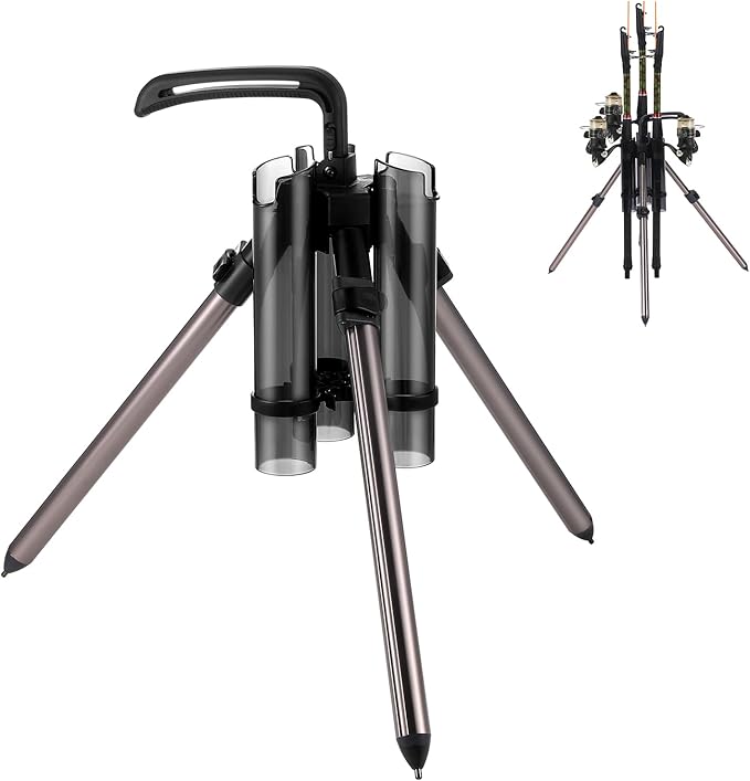 Gisafai Fishing Rod Carrier Foldable Pole Holder Stand 3 Rod Portable Surf by Gisafai