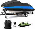 MORNYRAY Waterproof Jet Ski Cover - Heavy Duty Trailerable PWC Cover with Air Vents UV Resistant Compatible with Yamaha Seadoo K&S, Jet Ski Covers. (Blue, Fit from 115"-120" (1-3 Seater))
