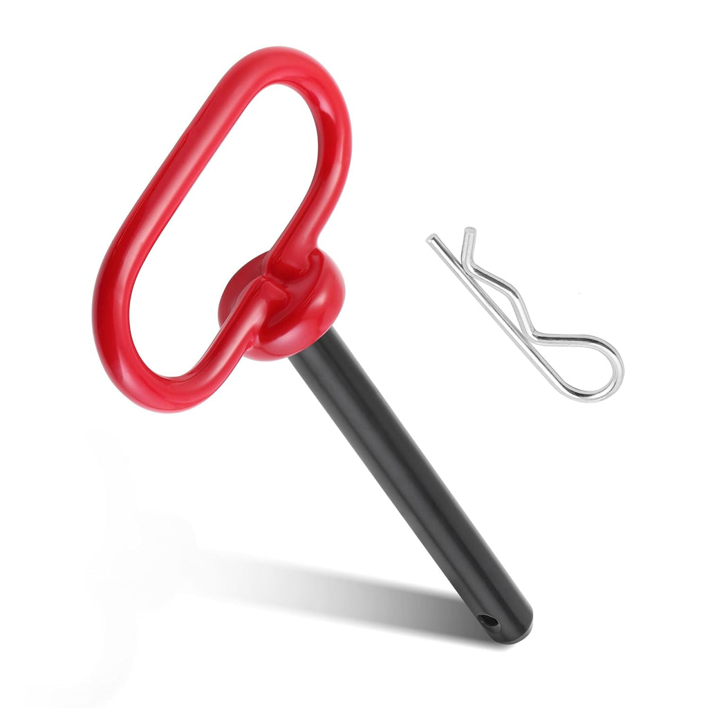 Trailer Hitch Pin, 1/2 x 4 Inch Tractor Hitch Pin with R-Clip Pin for Lawn Mower, Tractor, Trailer (Red)