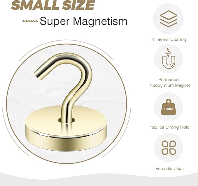 Neosmuk Magnetic Hooks, Cruise Ship Essentials, 120lb+ Heavy Duty Magnetic Hooks - Image 4
