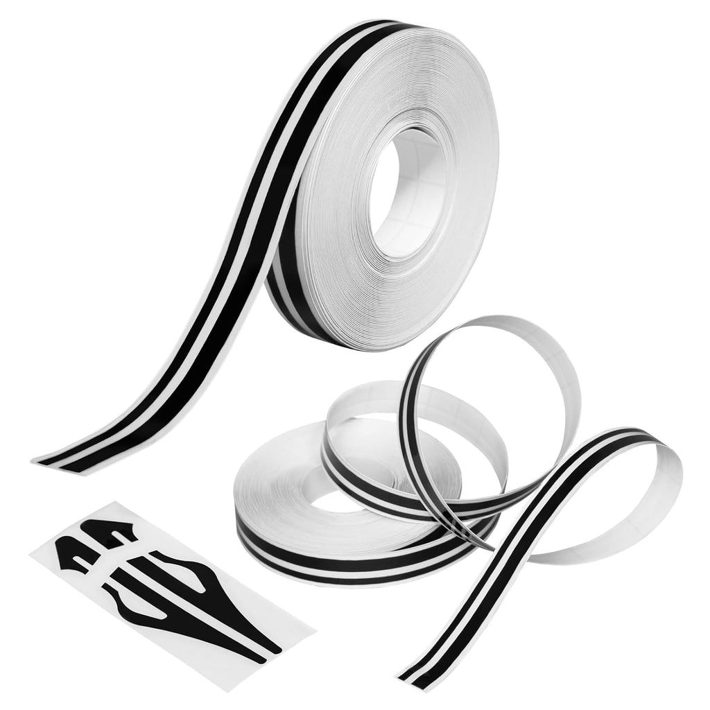 Spurtar Car Pinstripe Tape, 2 Rolls x 32Ft Pinstriping Automotive Tape Racing Stripes, Black Vinyl Pinstripe Decals for Car, Motorcycle and Boat DIY Stickers,1/5” Stripe+ 1/10" Gap+ 1/10” Stripe