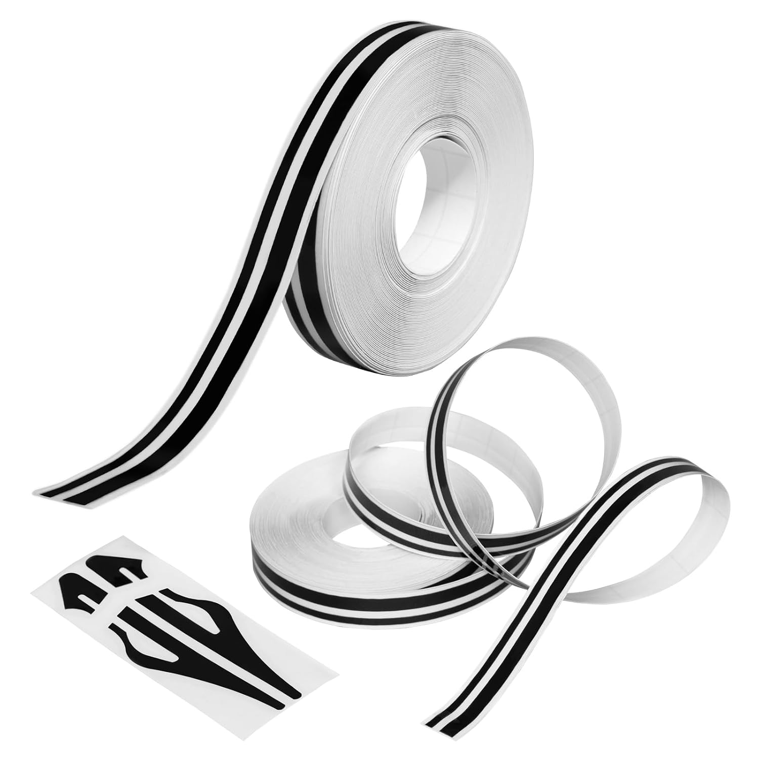 Spurtar Car Pinstripe Tape, 2 Rolls x 32Ft Pinstriping Automotive Tape Racing Stripes, Black Vinyl Pinstripe Decals for Car, Motorcycle and Boat DIY Stickers,1/5” Stripe+ 1/10" Gap+ 1/10” Stripe