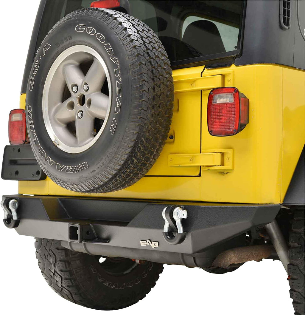 EAG Rear Steel Bumper and Hitch Receiver Fit for 87-06 Wrangler YJ TJ