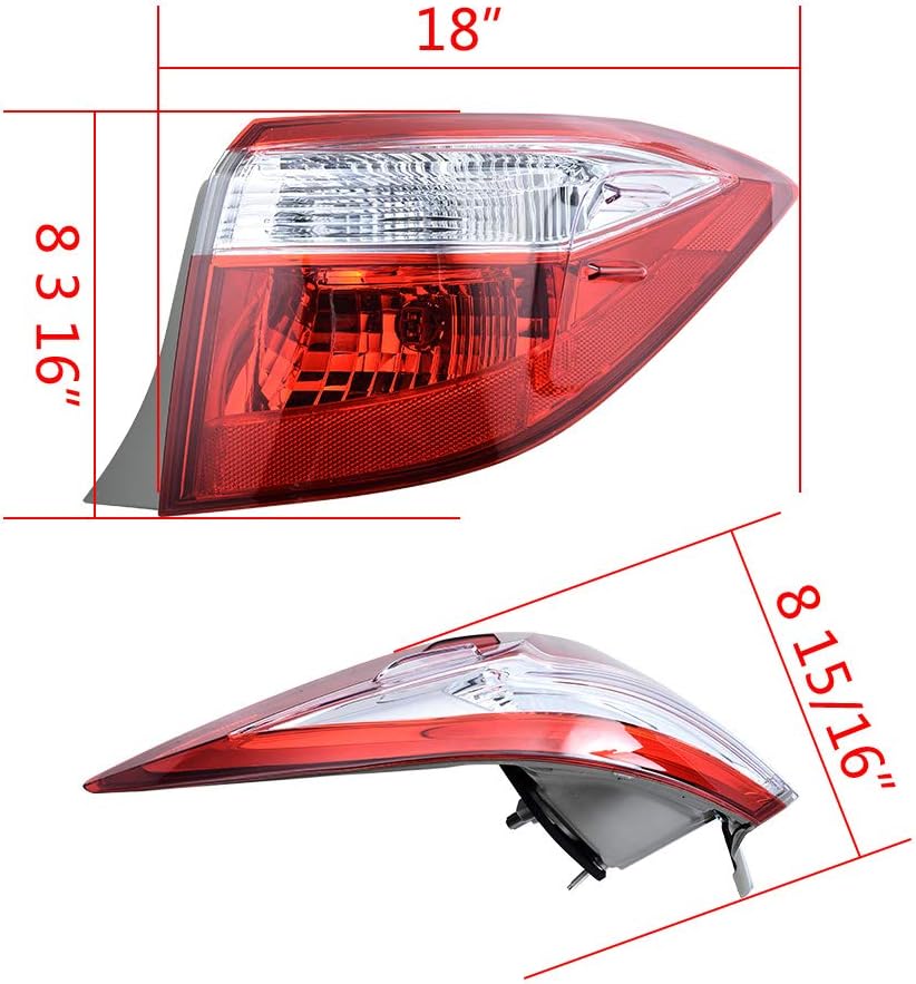 Anzio Compatible with 2014-2016 Corolla Right Passenger Side Rear Tail Light Stop Brake Lamp Cover