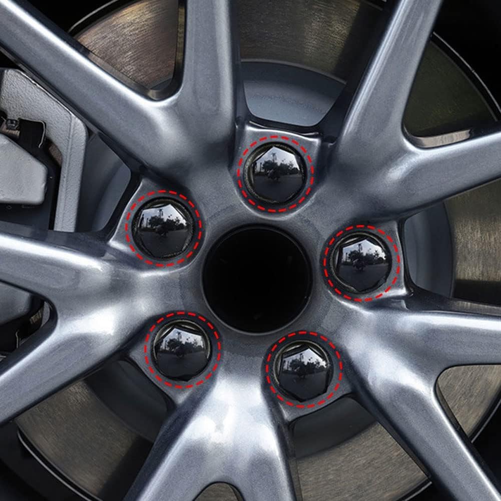 20 Pcs Plastic Wheel Lug Nut Covers for Audi Q5/SQ5 2018-2023 2024, Hex Bolt Caps Protective Decorative Trim Durable Styling Head Protector,Bla-ck-17mm
