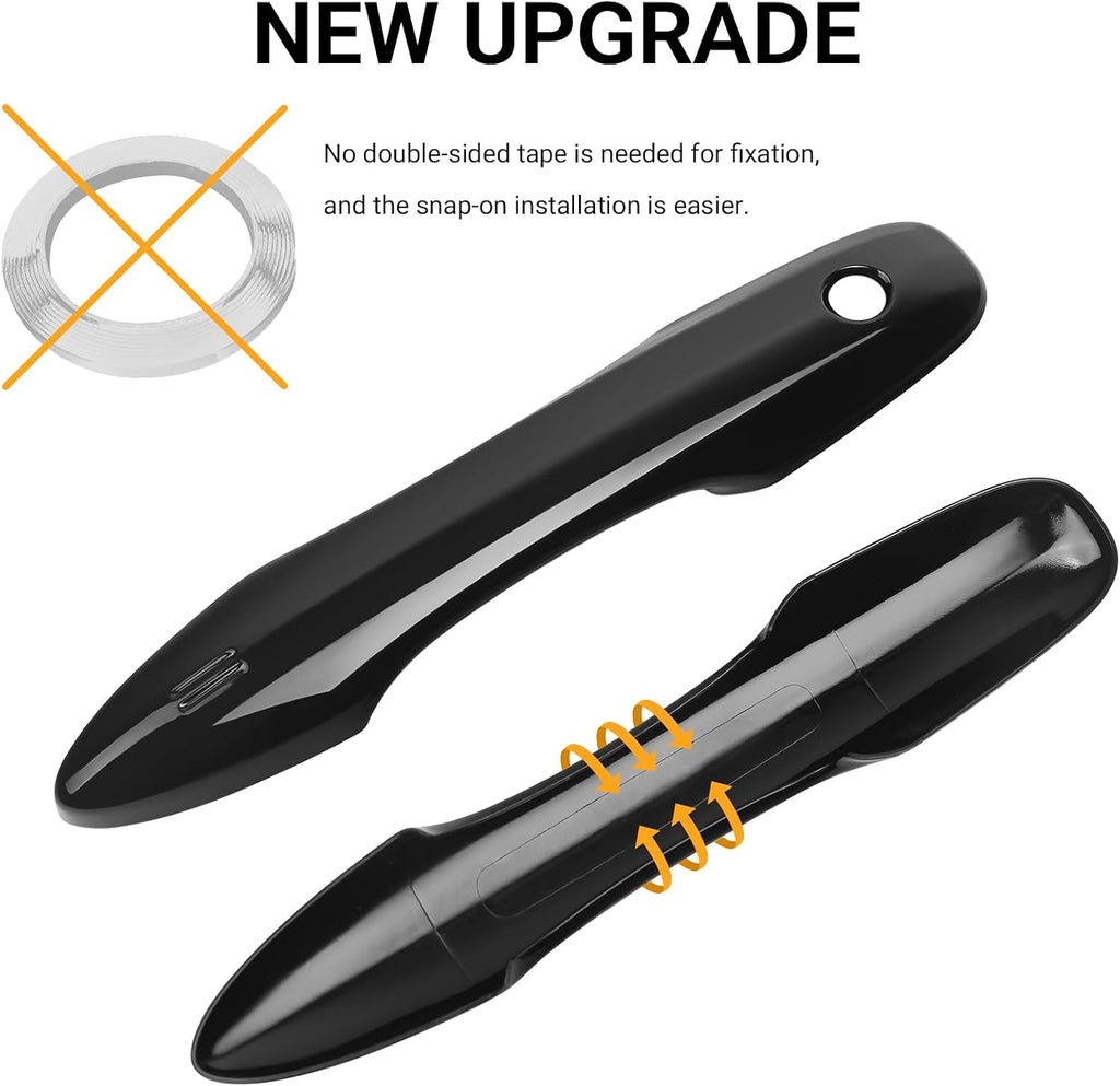Car Door Handle Cover Protector Compatible with Toyota 2018-2026 Camry & 2019-2026 Corolla & 2022-2026 Corolla Cross & 2016-2022 Prius & 2020-2024 Venza Accessories Glossy Black ABS Material