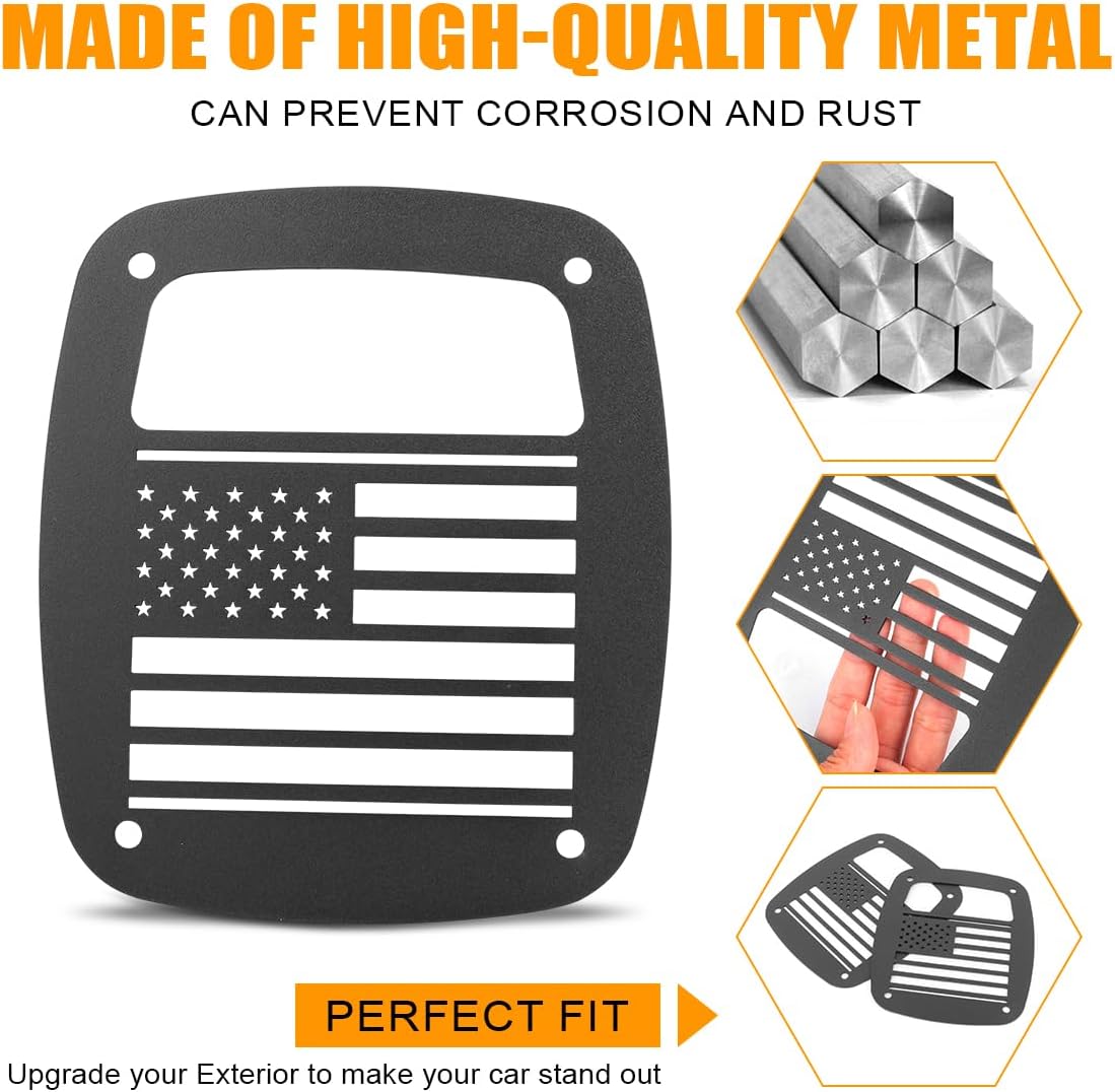 Tail Light Guards Covers Compatible with Jeep Wrangler TJ YJ 1987-2006, US Flag Pattern Exterior Accessories Rear Tail Light Guards Covers Protectors