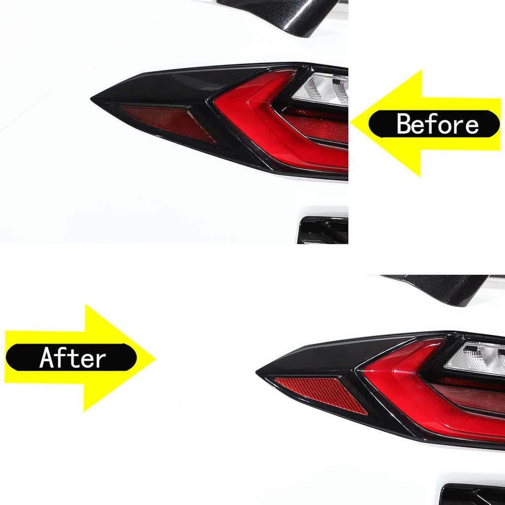 Soft 3D Real Carbon Fibe Car Rear Tail Light Side Triangle Trim Kit Compatible with Corvette C8 Stingray Z06 Z51 2020 2021 2022 2023 Rear Tail Light Side Triangle Sticker Decor Accessories (Red)
