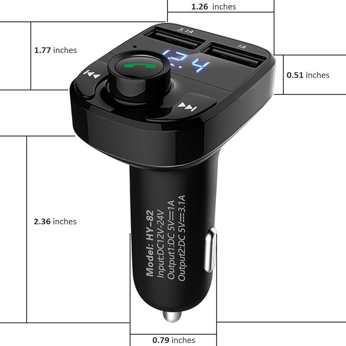 Handsfree Call Car Charger, Wireless Bluetooth FM Transmitter Radio Receiver - Image 7