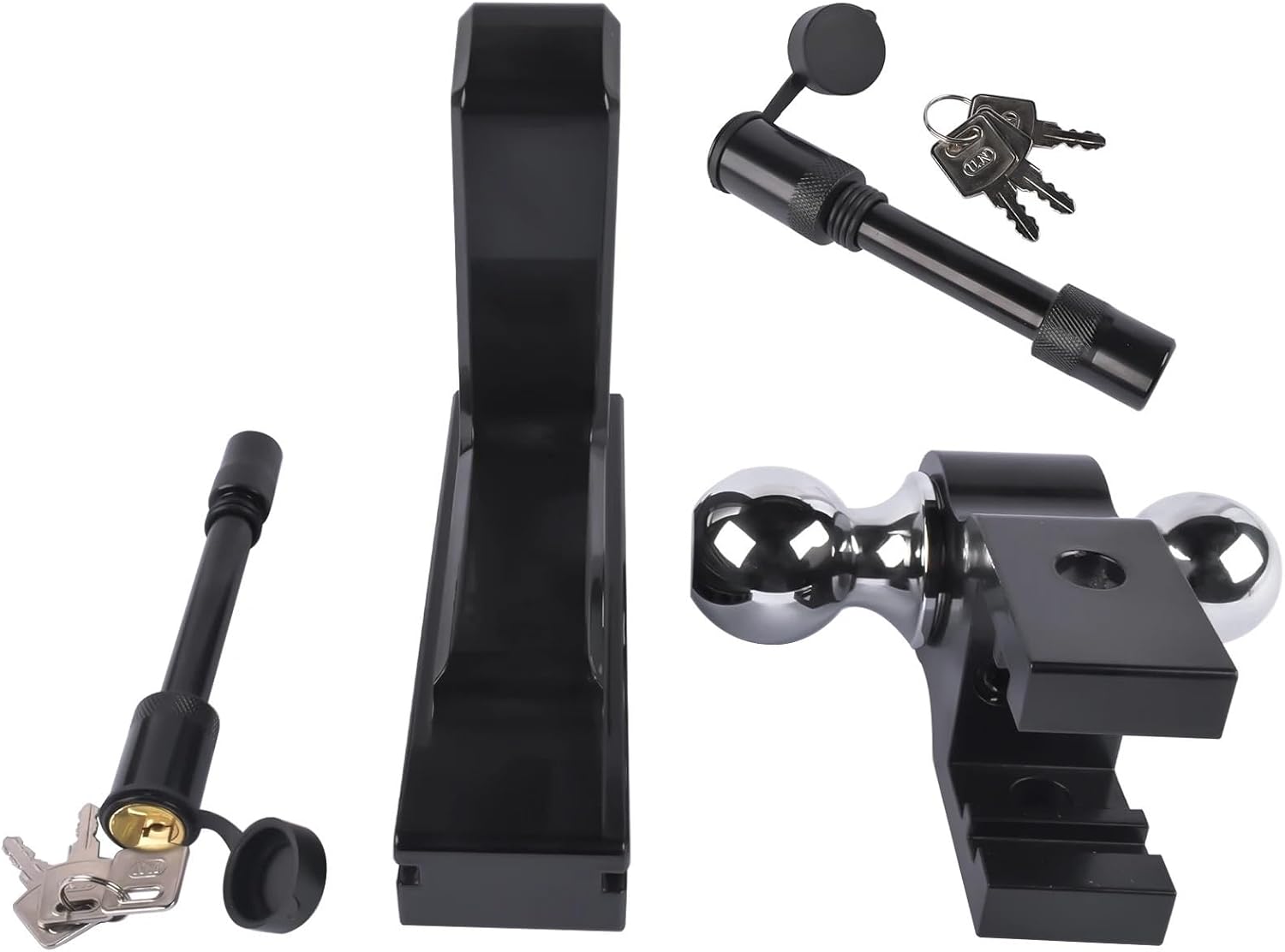 Adjustable 2/5" Trailer Hitch 6" Drop/Rise Dual-Ball 12500 LBS GTW Locks | Heavy Duty Tow Hitch Receiver Towing Mounting for Truck SUV Camper RV Boat Utility Hauler with Riser