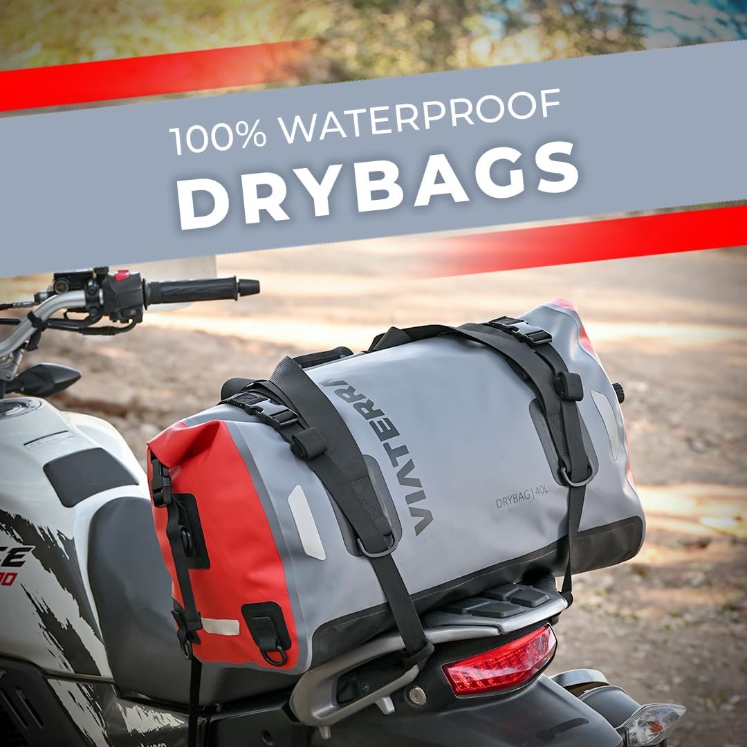 ViaTerra DryBag 55L Motorcycle Tailbag - 100% Waterproof Dry Bag I Universal Luggage & Works on All Motorbikes I No modifications or Saddle Stay/Rack Needed I Suitable as Travel Accessories