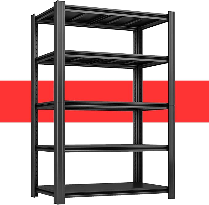 84" H x 47.24" W 5 Tier Metal Garage Shelves, 3000 LBS Adjustable Storage by SYLOUGH