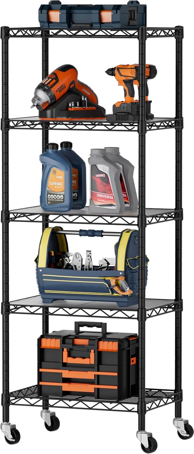 singaye small wire 5 adjustable shelves pantry metal shown in use