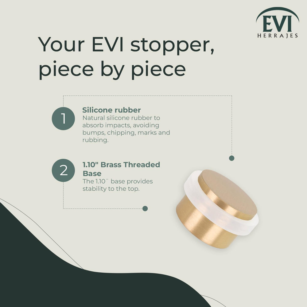 EVI Herrajes | Floor Mounted Doorstop | Adhesive or Screw Installation | W=1,...