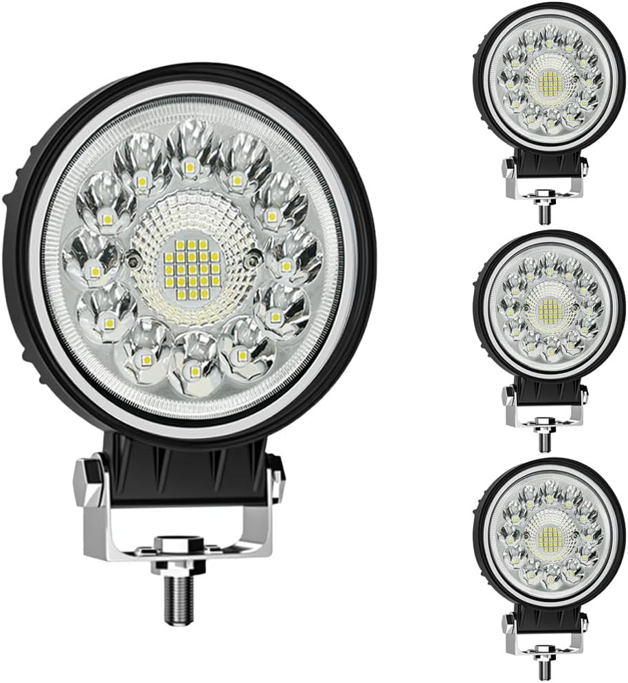 LED Tractor Work Lights, 4 Inch LED Pods Lights 99W Round 12V 24V Spot Beam L...