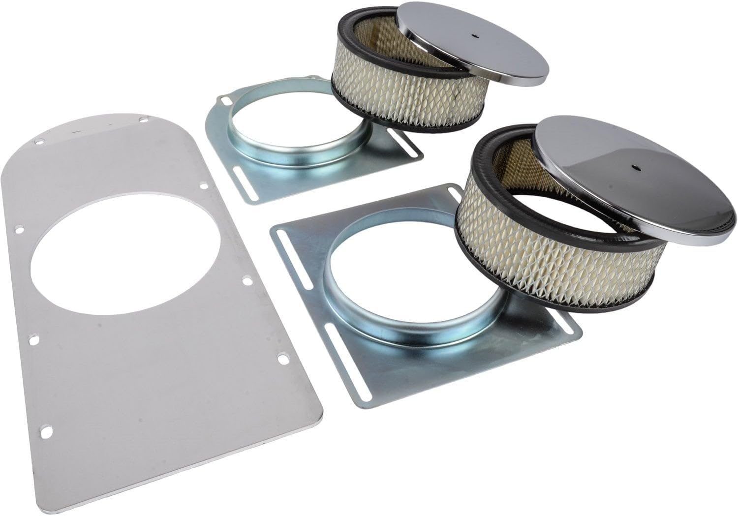 JEGS Hilborn-Style Scoop | Fits Single Or Dual 4-Barrel Carburetors | Polished | Includes Inlet Screen & Bezel, Element, And Assembly/Mounting Hardware | 20" L x 9-7/8" W x 6" H Overall