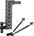 GEN-Y Hitch Tow Hitch for 2" Receiver - 17.5" Drop/Rise with 8 Adjustable Positions, Includes Dual Ball Mount, Pintle Lock and Stabilizer Kit, 16,000 lbs Towing Capacity, 2,000 lbs Tongue Weight