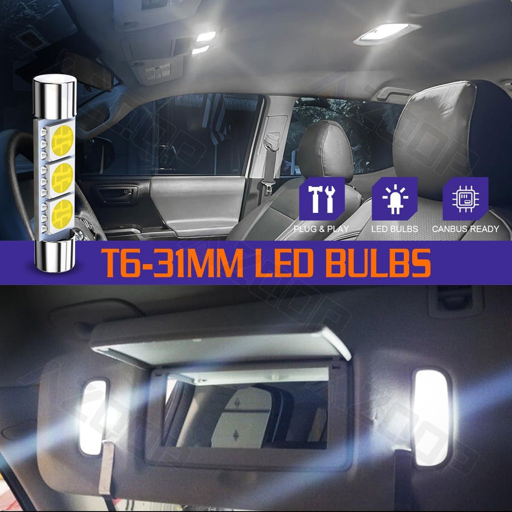 12PCS White LED Bulbs Compatible with Chevy Silverado/GMC Sierra 1500 2500 3500 (2007 2008 2009 2010 2011 2012 2013) Interior Lights, Map Dome Trunk Lights License Plate Lmap Bulbs Combo+Install Tool
