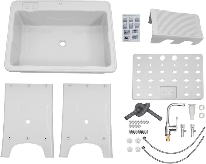 Freestanding Utility Sink Plastic Laundry Tub Spacious Sink - Image 9