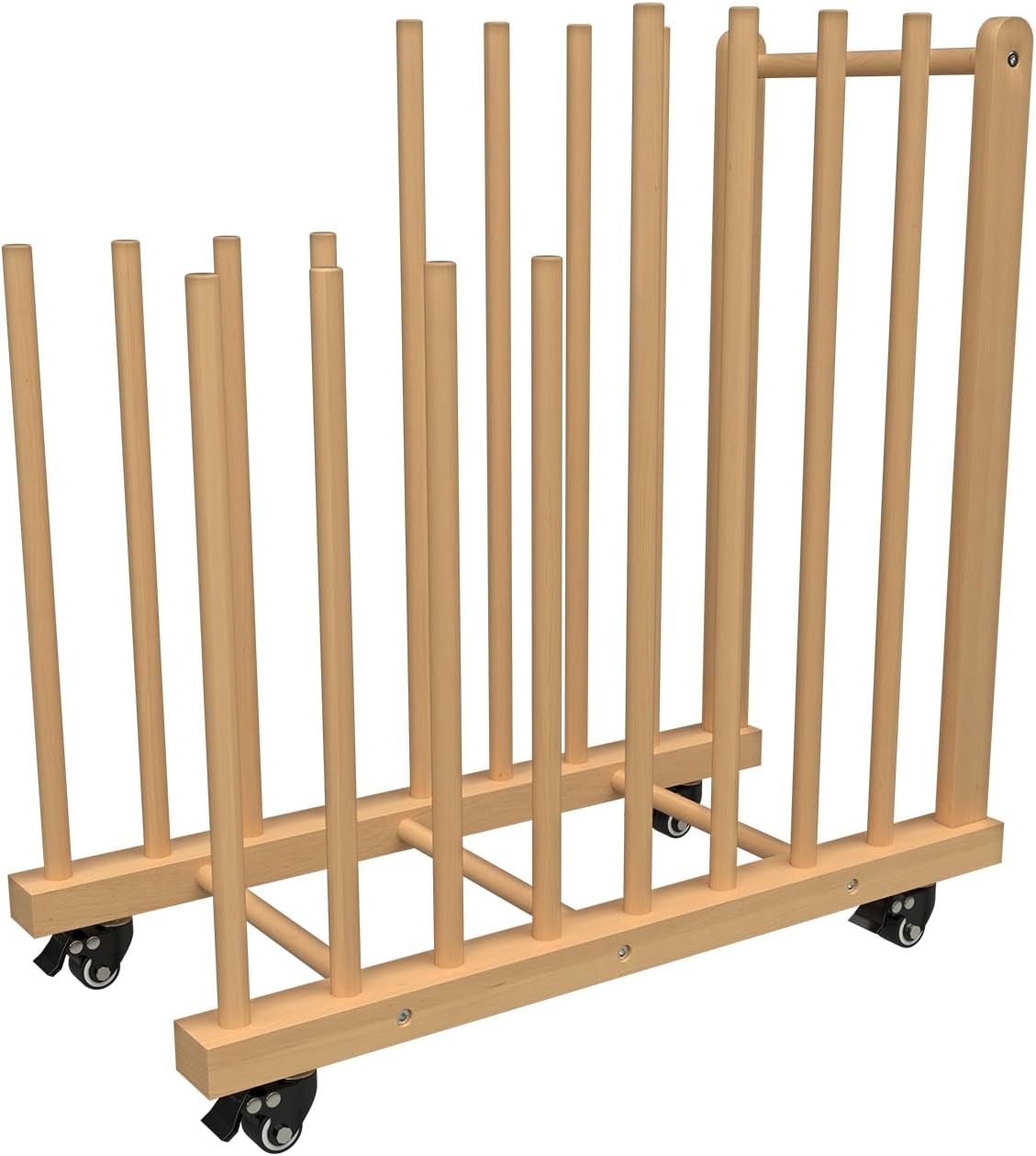 Art Storage Rack with Handle&Caster Wheels, Wooden Art Canvas Storage Stand