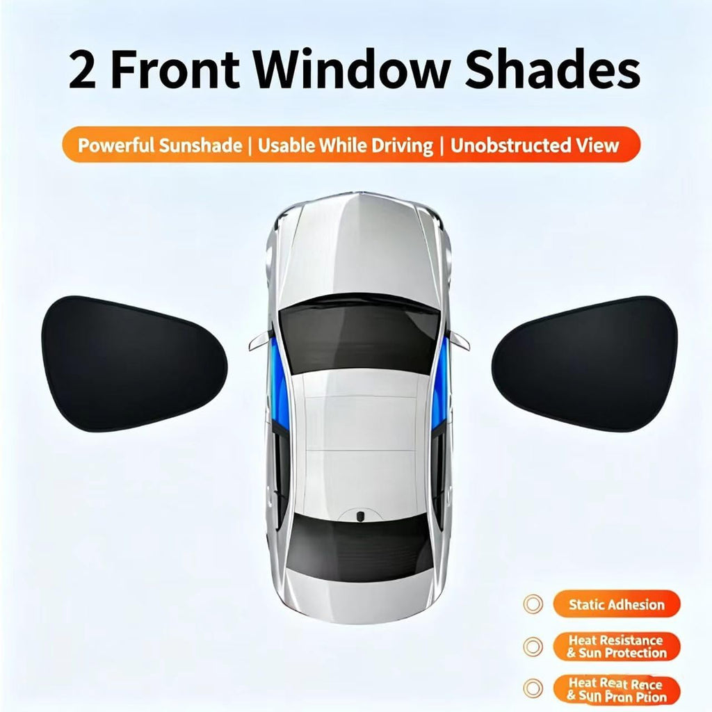 2Pcs Car Window Shades for Side Window Static Cling Sunshine Blocker | Visor Sunshade Extender Passenger/Driver Sun Shade Automotive Protection adsorption Anti-UV Curtain Universal (2Front)
