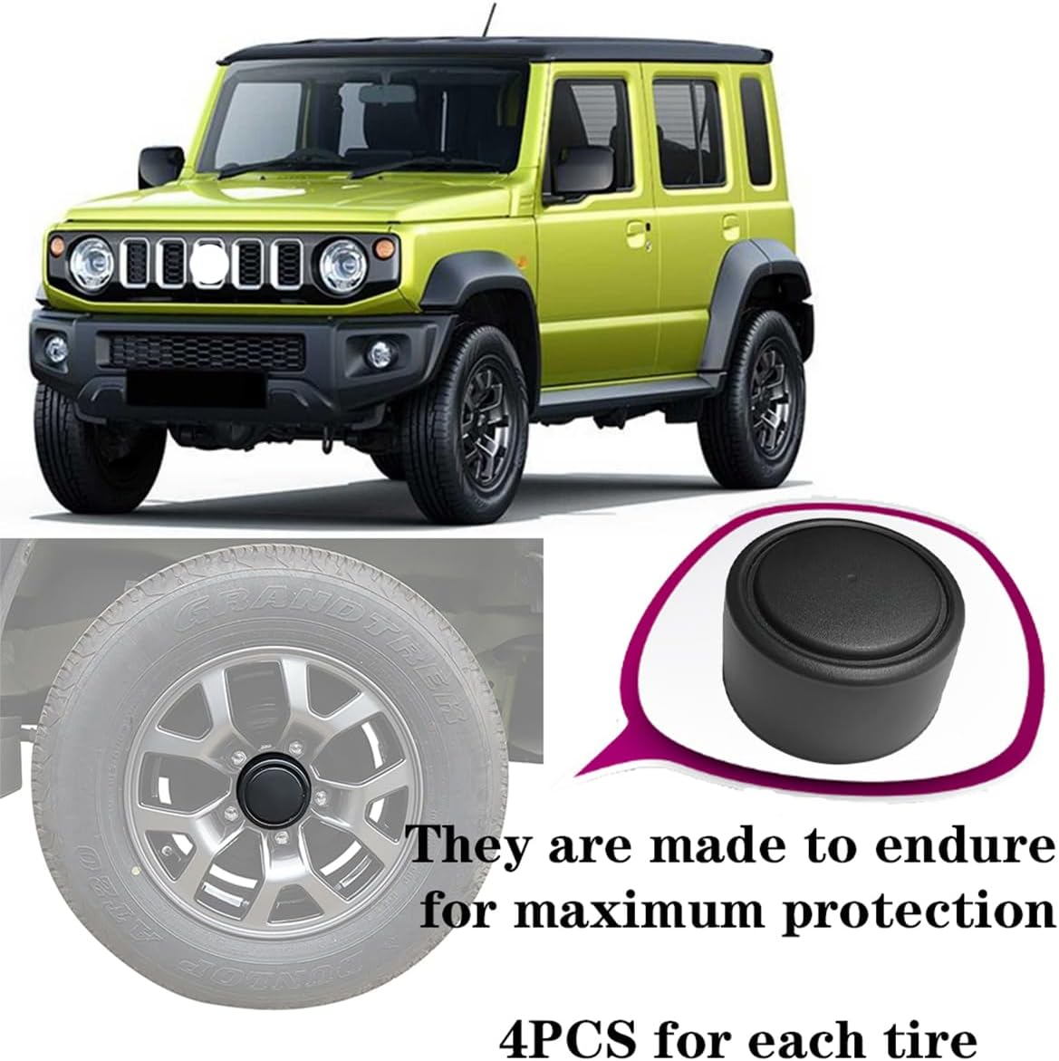 Wheel Center Cap Protector for Suzuki Jimny 2019-2026 JB64 JB74 3-Door 5-Door Wheel Hub Center Cover Caps Exterior Accessories, Black 4Pcs