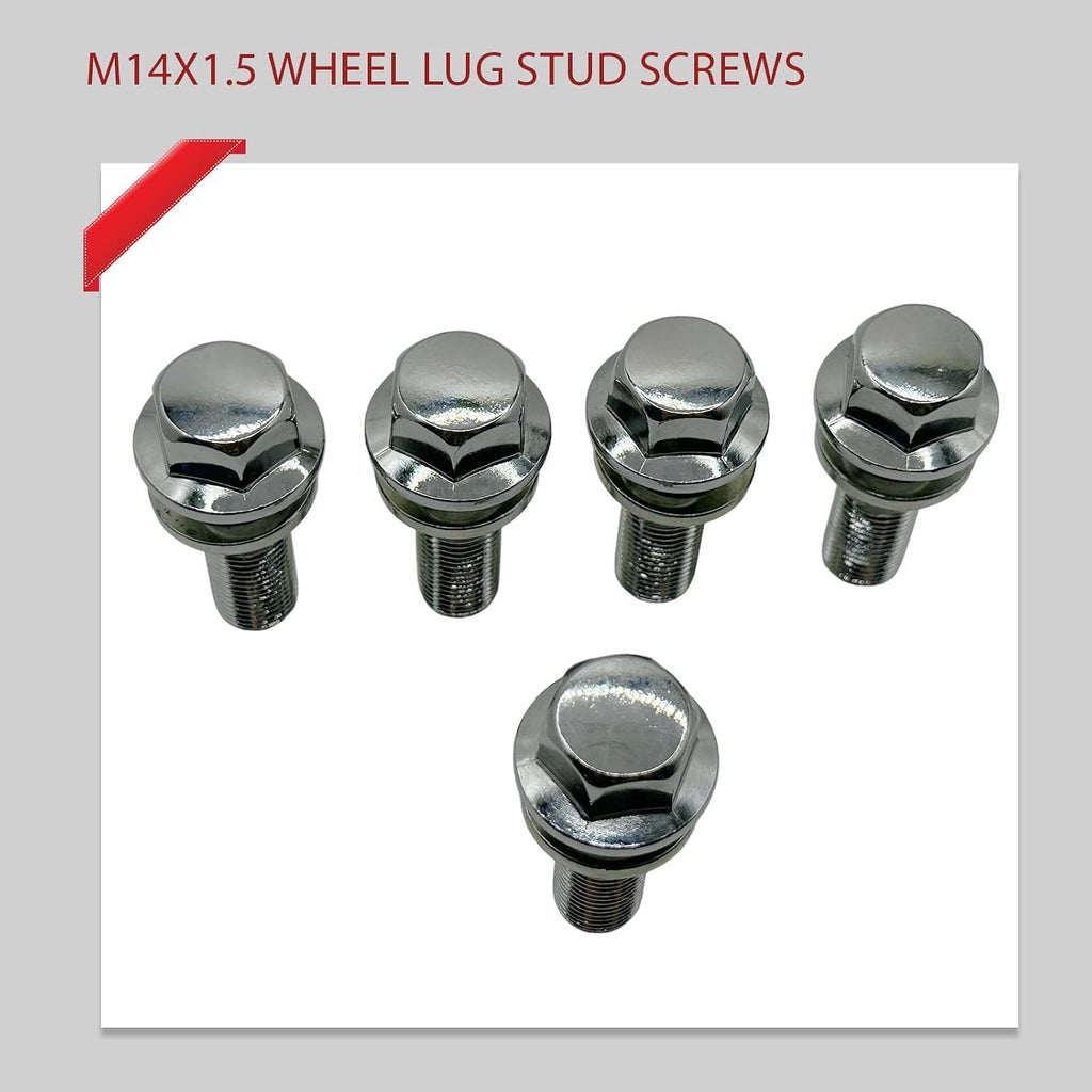 5Pcs M14x1.5 Wheel Lug Stud Bolts for Volvo XC60 V60 S80 31423735 | for Volvo XC70 S90 XC90 S60 XC40, Front Rear, Replace Wheel Tire Screws Steel Lug Nuts Hub