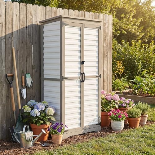 tall outdoor storage cabinet with adjustable shelves, white, main product view