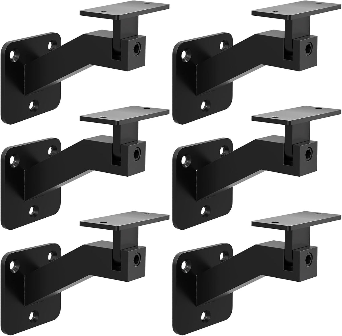 adjustable handrail brackets, 6 pack black swivel hand, main product view