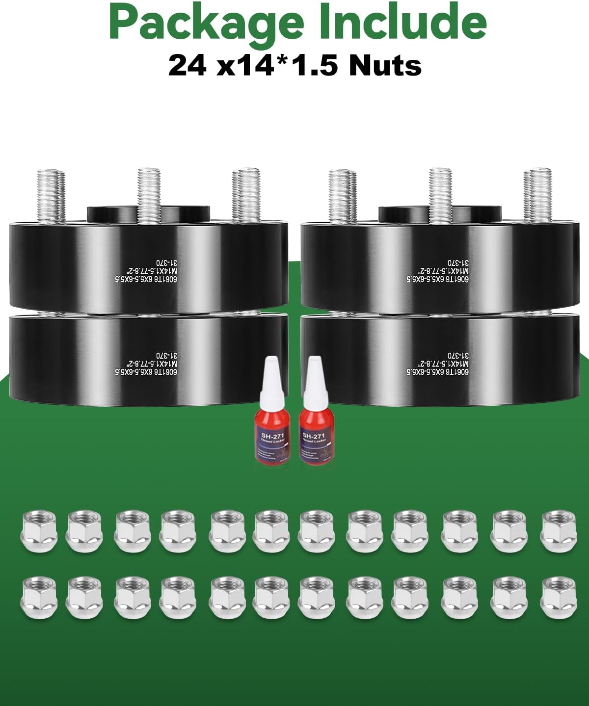 2 Inch 6x5.5 Wheel Spacers for 2019-2024 Ram 1500, 6x139.7 Wheel Spacers 77.8mm Hubcentric with 14x1.5 Stud