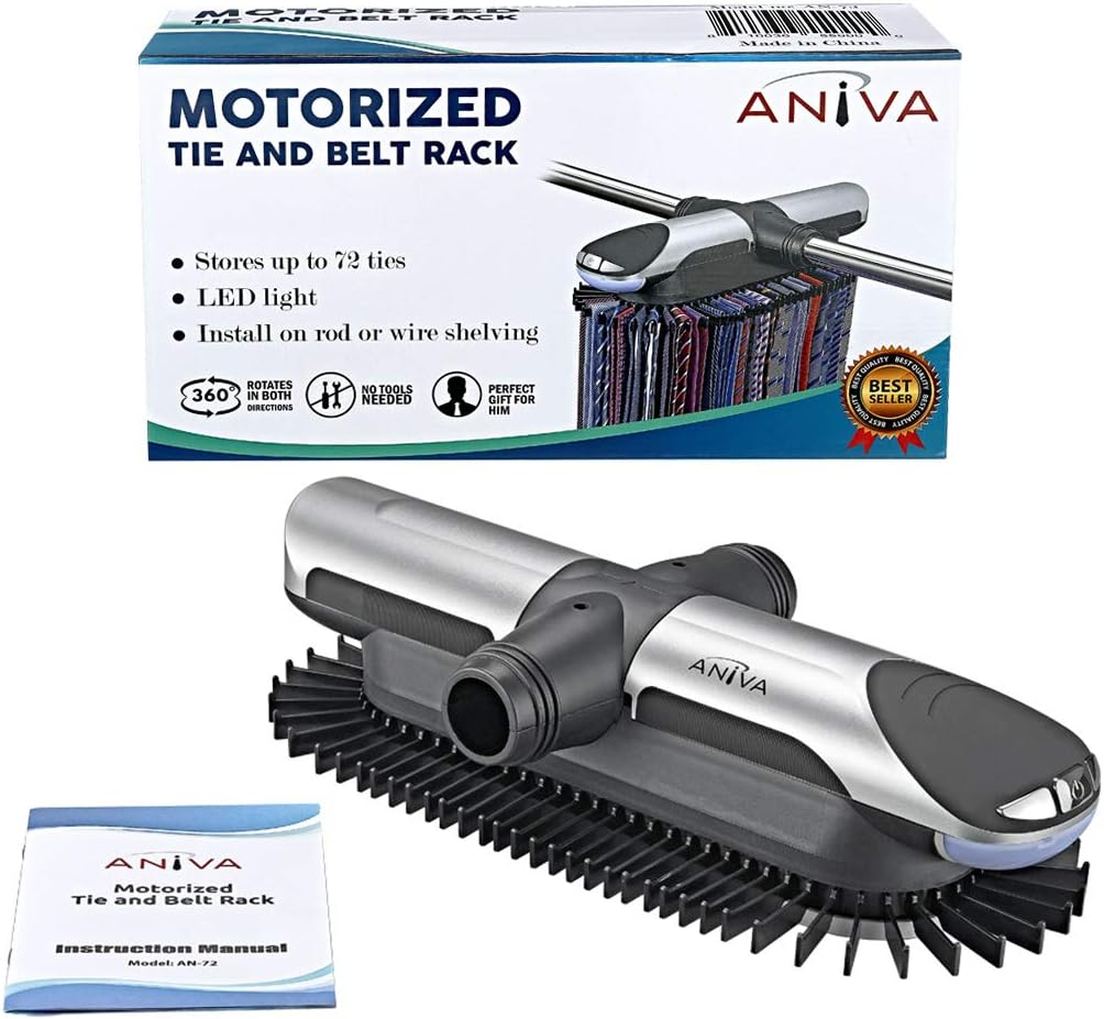 aniva motorized tie rack closet organizer with led shown in use