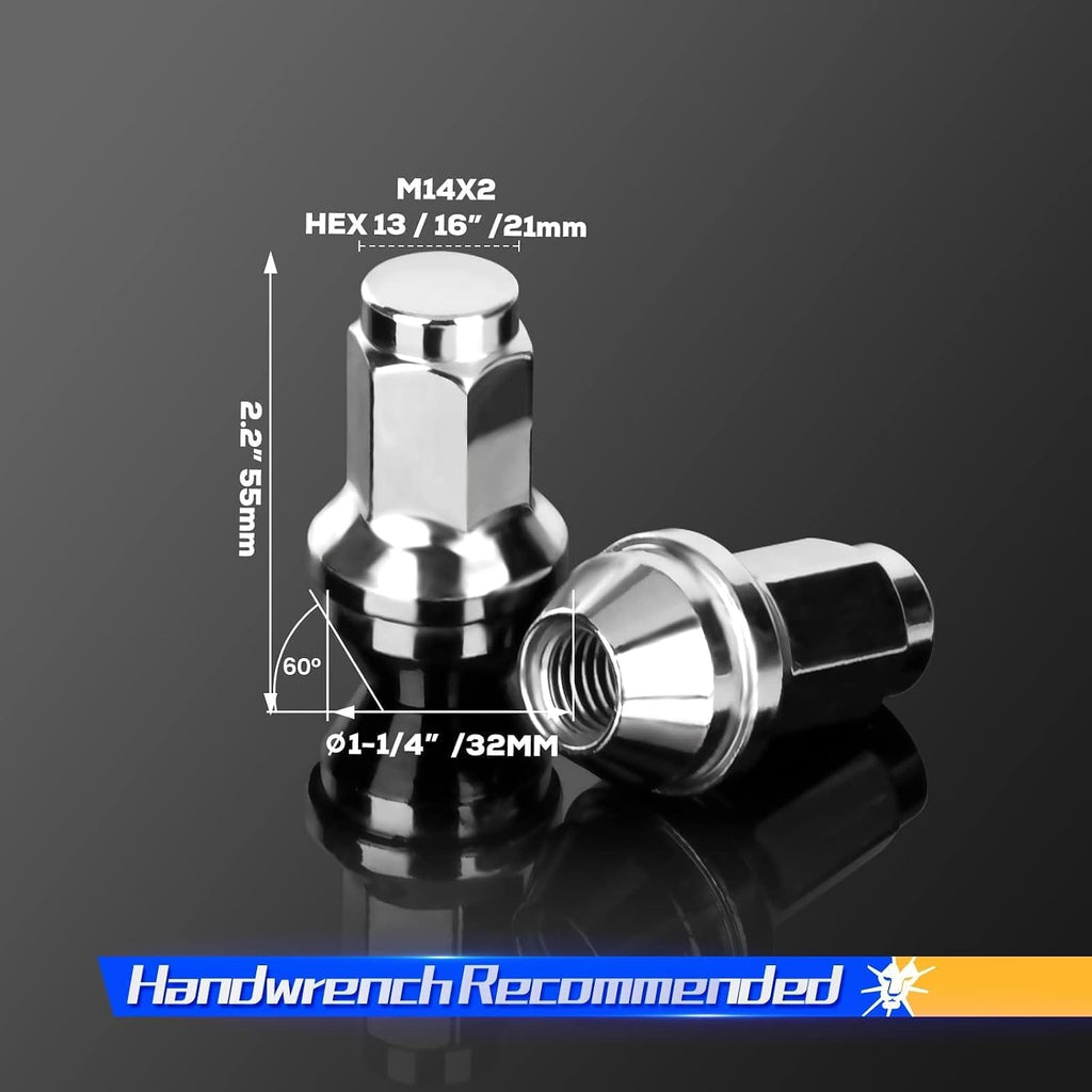 Dynofit 14x2 OEM Lug Nuts for F150 2004-2014, One-piece Factory Steel Tuner Nuts Compatible with Ford Expedition Navigator 03-14, Stock Wheel Nut Replace OE#BD142978 4L3Z1012A (Work on 14mm-2.0 Stud)